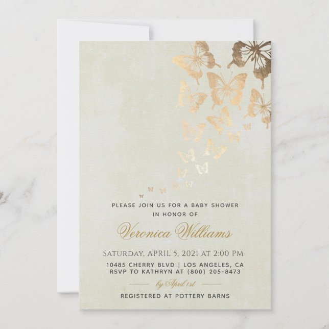 Invitation Baby shower papillon (Devant)