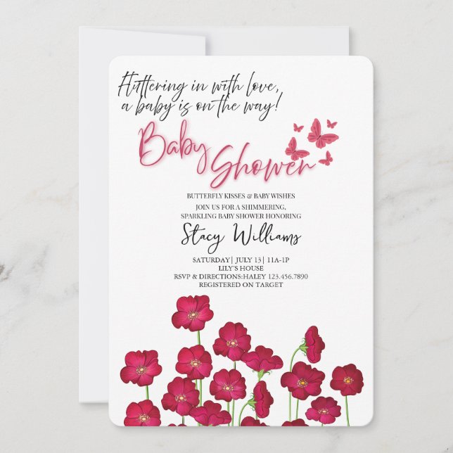 Invitation Baby-shower papillon (Devant)