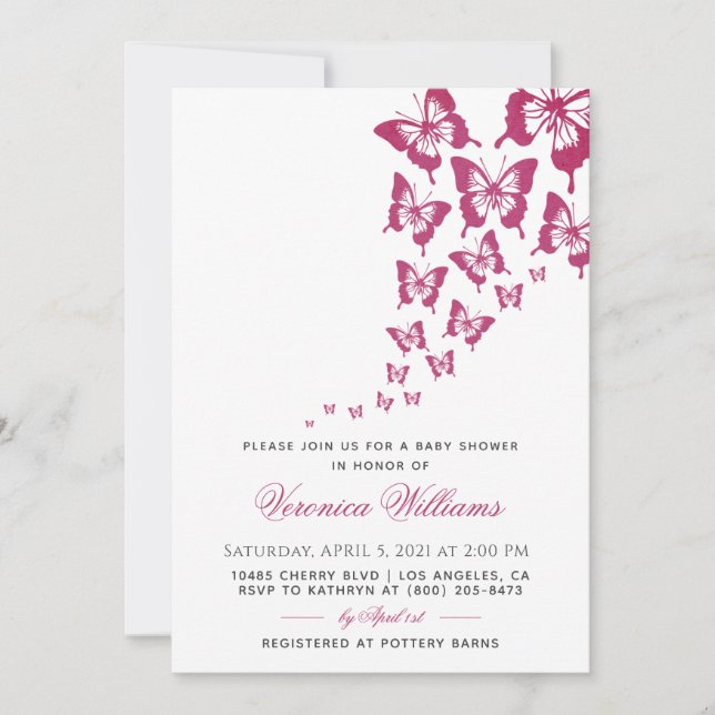 Invitation Baby shower papillon (Devant)