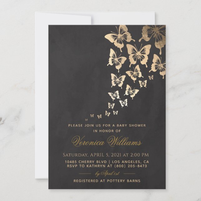 Invitation Baby shower papillon (Devant)