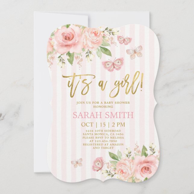 Invitation Baby shower papillon (Devant)