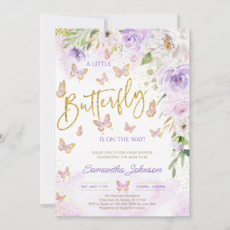 Invitation Baby shower papillon