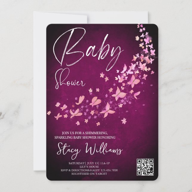 Invitation Baby-shower papillon (Devant)