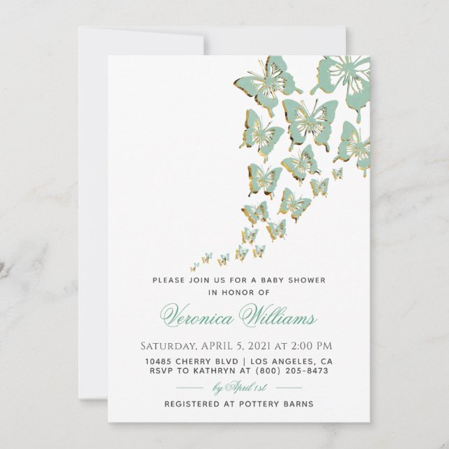 Invitation Baby shower papillon (Devant)