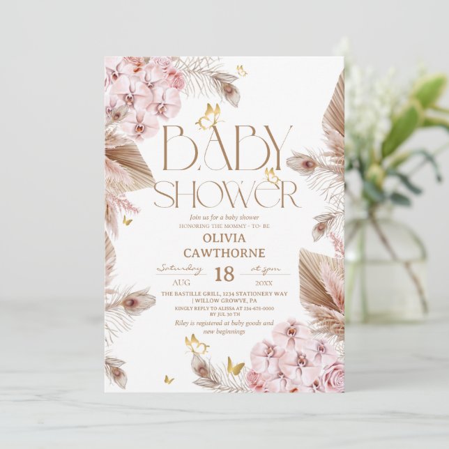 Invitation  Baby Shower Papillon  (Debout devant)