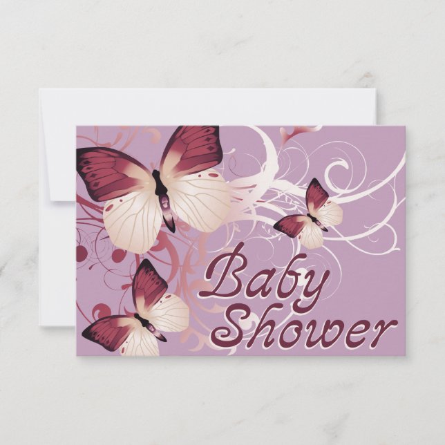 Invitation baby shower :papillon (Devant)