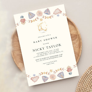 Invitation Baby shower papillon arc-en-ciel Boho