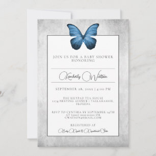 Invitation Baby shower papillon bleu
