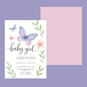 Invitation Baby shower papillon de petite fille