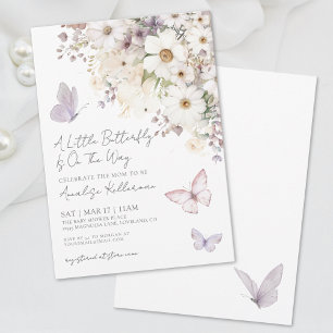 Invitation Baby Shower Papillon Fleur Sauvage