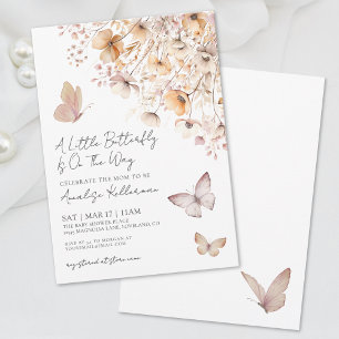 Invitation Baby Shower Papillon Fleur Sauvage