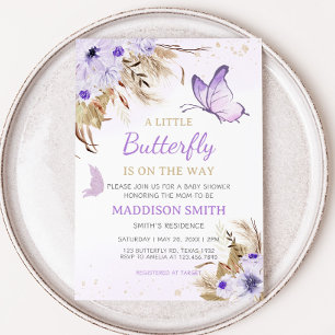 Invitation Baby Shower Papillon Floral