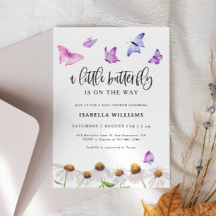 Invitation Baby shower papillon floral fille