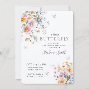 Invitation Baby Shower Papillon Lavande Jardin Fantaisiste