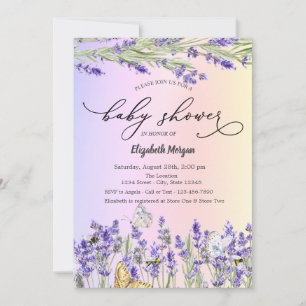 Invitation Baby shower papillon Lavander