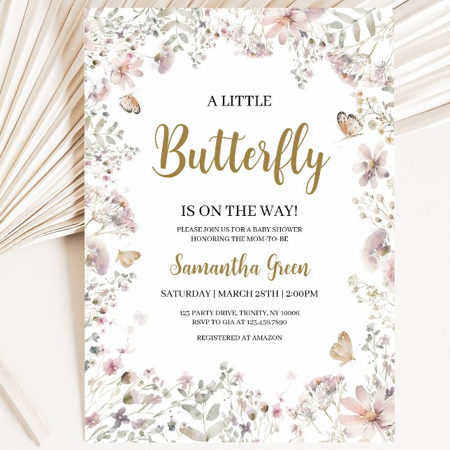 Invitation Baby Shower Papillon Mignon (Créateur téléchargé)