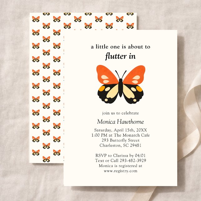 Invitation Baby Shower Papillon Minimaliste Moderne (Créateur téléchargé)