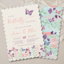 Baby shower papillon Pastel Mint Lavender