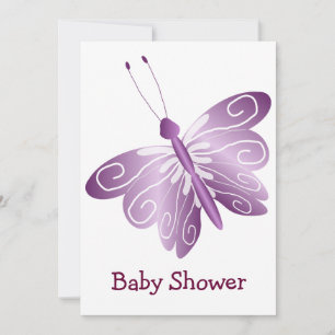 Invitation Baby shower papillon pourpre