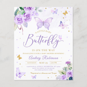 Invitation Baby shower papillon Purple Budget