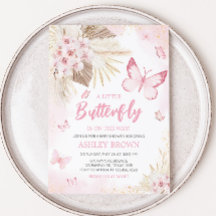 Baby shower papillon rose