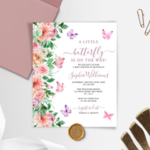 Invitation Baby shower papillon rose budget
