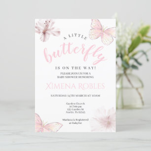 Invitation Baby shower papillon rose fille