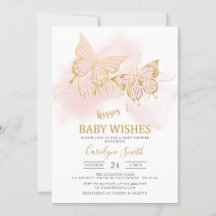 Baby shower papillon rose Modèle d'invitation