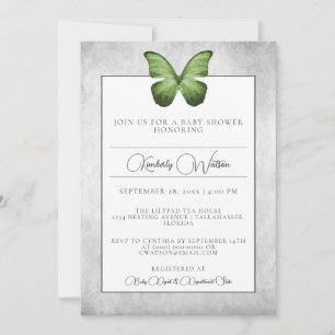 Invitation Baby shower papillon vert