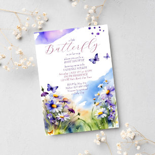 Invitation Baby shower papillon violette la prairie marguerit