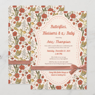 Invitation Baby shower   Papillons et fleurs poétiques Floral