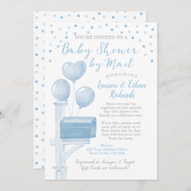 Invitation Baby shower par courrier (Devant / Derrière)