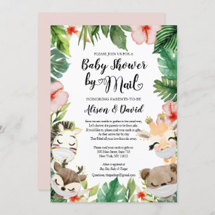 Invitation Baby shower par courrier   Amis Safari masqués mig