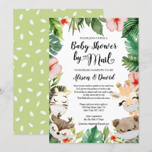 Invitation Baby shower par courrier   Amis Safari masqués mig