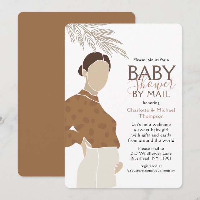 Invitation Baby shower Par Courrier Couples Douche Simple Neu (Devant / Derrière)