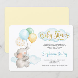 Invitation Baby shower par courrier, éléphant