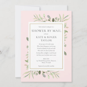 Invitation Baby Shower par courrier Rose et verdure