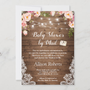Invitation Baby shower Par Courrier Rustique Chaîne Éclairage