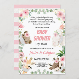 Invitation Baby shower Par Courrier Woodland Animal Rose Rose