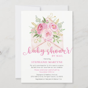 Invitation Baby shower Par Enveloppe Florale Rose Mail