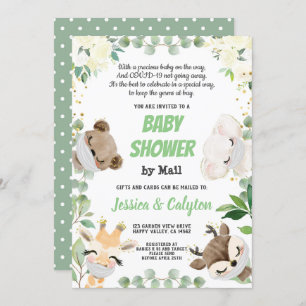 Invitation Baby shower par la poste Animaux de forêt neutres