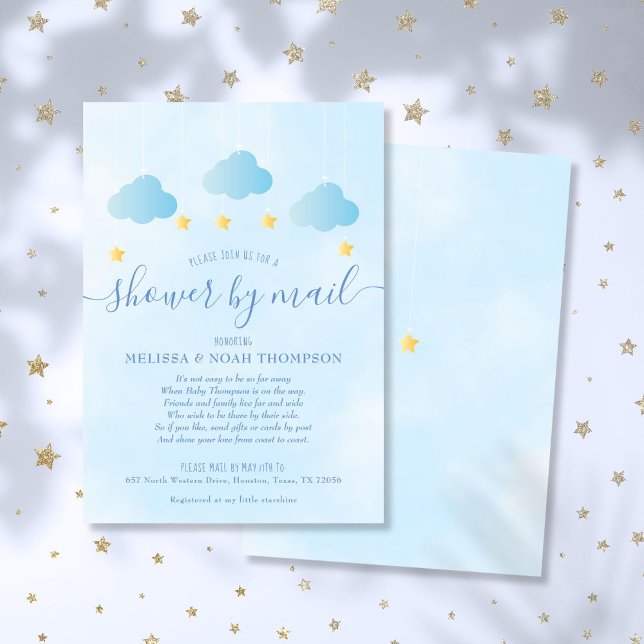 Invitation Baby Shower Par La Poste Longue Distance Garçon Bl (Baby Shower By Mail Long Distance Boy Blue Invitation)