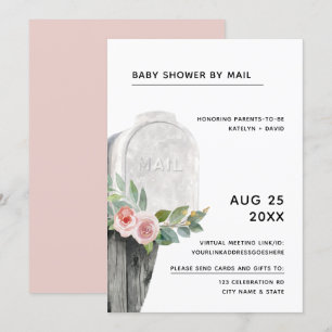 Invitation Baby shower par la poste Rose à duvet minimal Flor