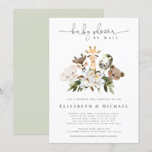 Invitation Baby shower Par Mail Animals Faux Gold Floral
