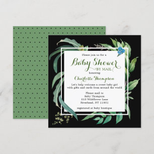 Invitation Baby shower Par Mail Aquarelle Moderne Vert Floral