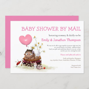 Invitation Baby shower Par Mail Bébé Mignonne Fille Ladybird