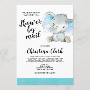 Invitation Baby shower par Mail Boy Elephant Blue