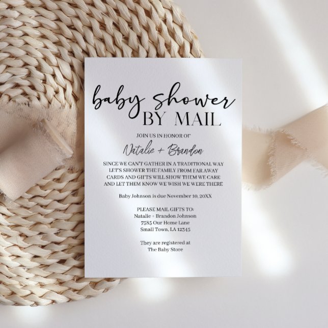 Invitation Baby Shower Par Mail Écriture Simple Moderne Noir (Créateur téléchargé)
