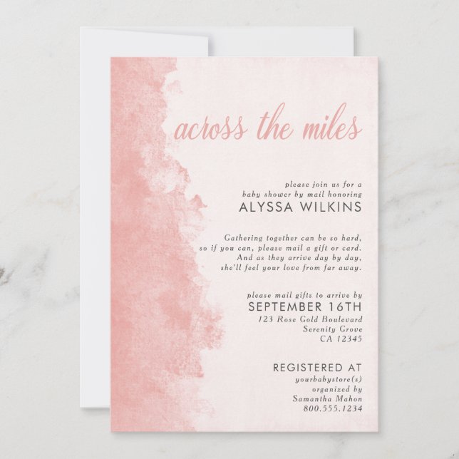 Invitation Baby shower par Mail Elegant Enk Wash rose (Devant)