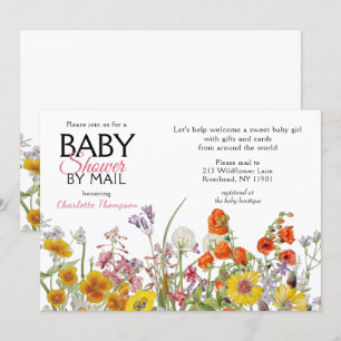 Invitation Baby shower Par Mail Fleurs Sauvages Colorées
